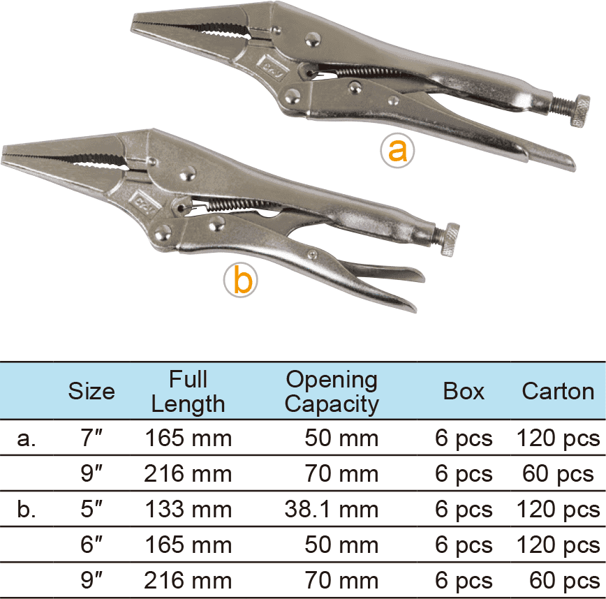 Long Nose Locking Pliers, With Cutters, Nickel Plated(圖1)