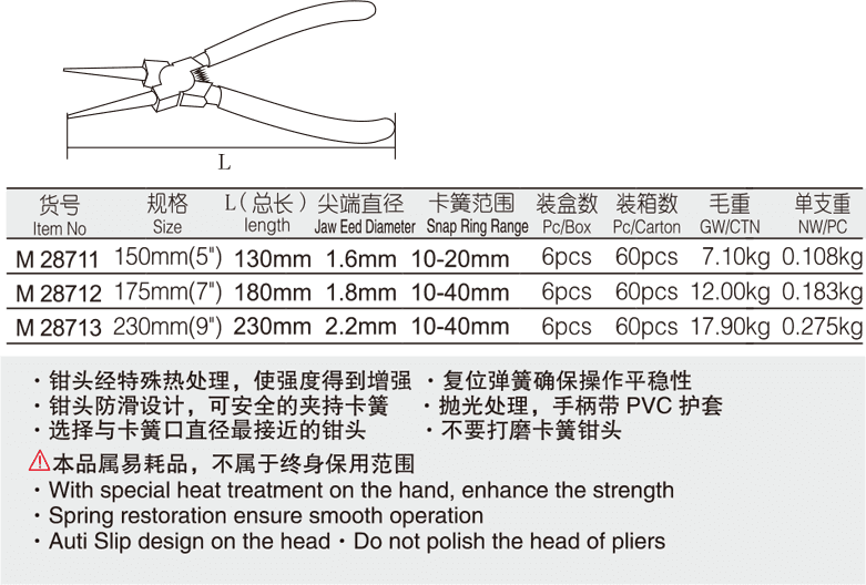 專(zhuān)業(yè)級(jí)日式穴用直嘴卡簧鉗(圖1)